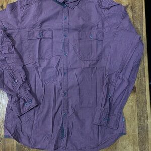 Purple Checkered Button-Up Shirt